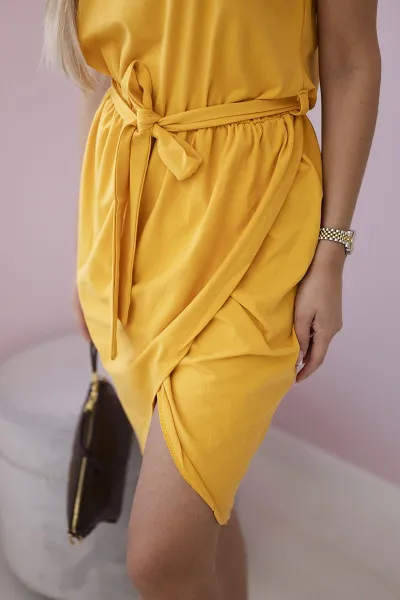Tied dress with clutch bottom mustard