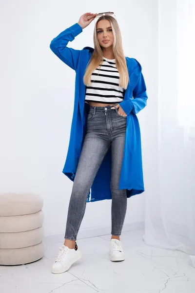 Cardigan with oversize print purple-blue
