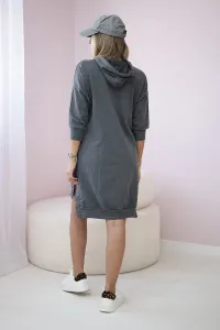 Dress with a hood and a longer graphite back