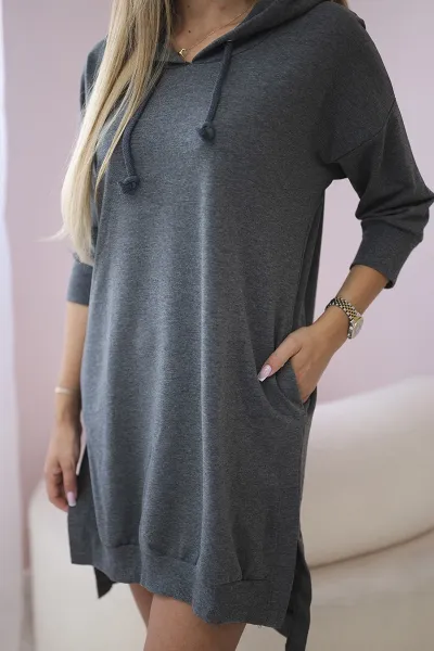 Dress with a hood and a longer graphite back