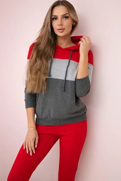 Set with colored stripes red+gray