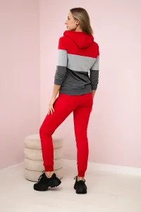 Set with colored stripes red+gray