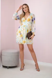 Airy dress with a yellow floral motif