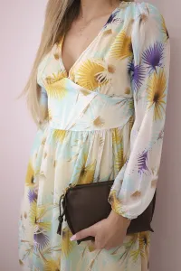 Airy dress with a yellow floral motif