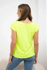 Lip print blouse yellow neon+red