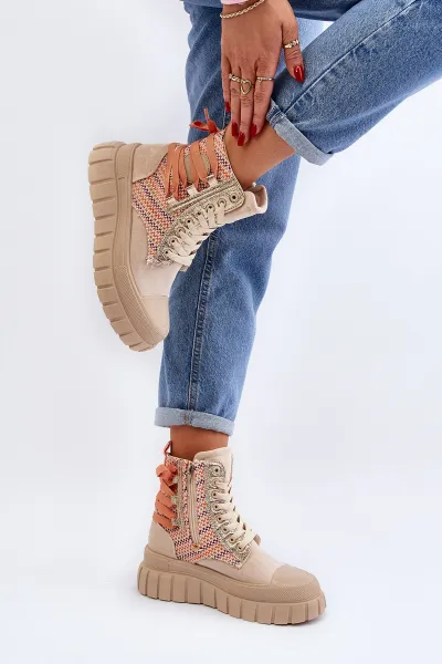 Boto Suene vysoké tenisky, beige eleamia