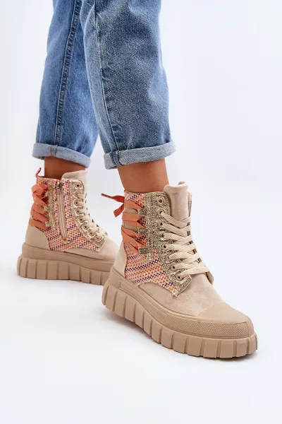 Boto Suene vysoké tenisky, beige eleamia