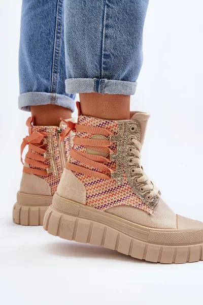 Boto Suene vysoké tenisky, beige eleamia