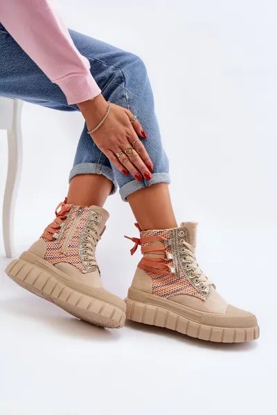 Boto Suene vysoké tenisky, beige eleamia
