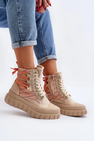 Boto Suene vysoké tenisky, beige eleamia