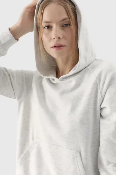 Dámska Mikina S Kapucňou Nezapinateľná 4F Sivá 4FWMM00TSW