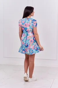 Floral dress with V-neck, mint