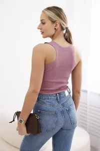 Striped blouse with a metal plate in dark pink