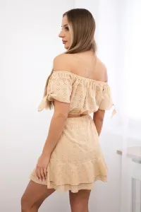 Beige embroidered set