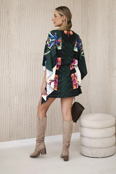 Bat dress with waist tie green