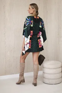Bat dress with waist tie green