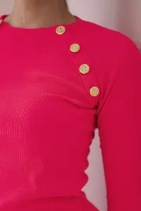 Dress with decorative buttons pink neon