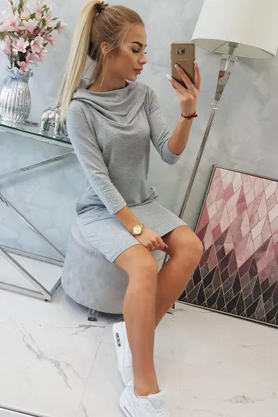 Dress with hood and pockets gray