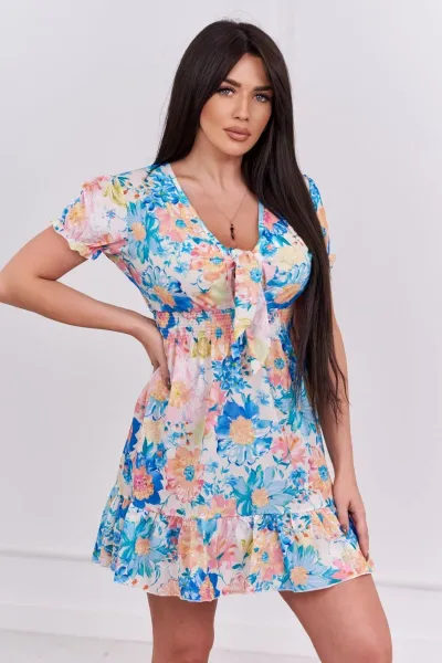 Ecru floral dress with V-neck