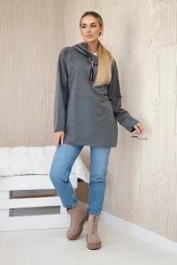 Tunic with zipper on hood Oversize graphite