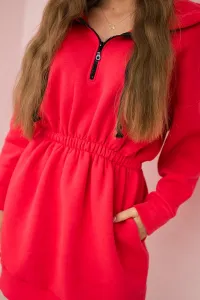 Insulated dress with hood raspberry
