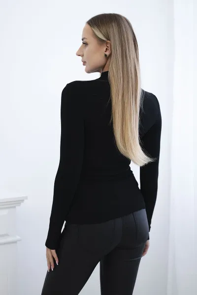 Knitted blouse with silver zirconia pattern black
