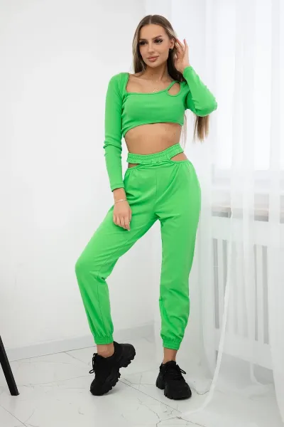 Complete with green neon blouse top