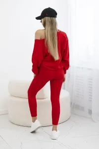 3-piece set sweatshirt + top + leggings red