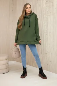 Legínovo Zateplená mikina so zipsom na boku tmavo béžová Farba: Khaki, Veľkosť: UNI