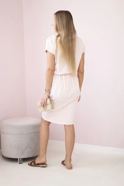 Tied dress with a clutch bottom in powder pink