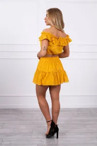 Embroidered mustard set without shoulders