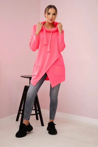 Tunic with clutch front Oversize pink neon