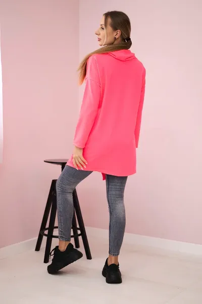 Tunic with clutch front Oversize pink neon