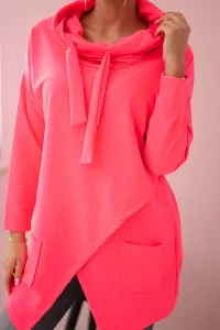 Tunic with clutch front Oversize pink neon