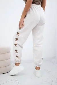 Amour beige melange cotton trousers