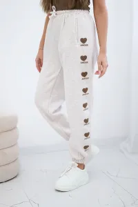 Amour beige melange cotton trousers