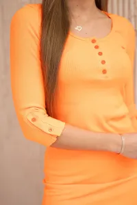 Dress with button-neck orange neon