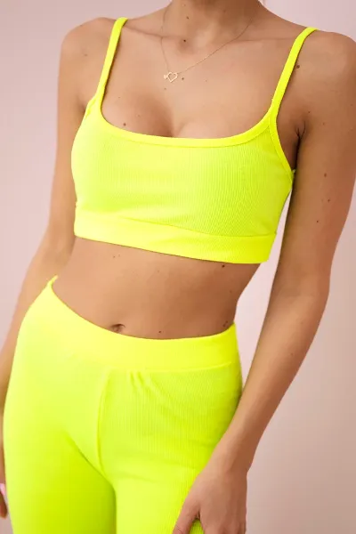 Striped top set with a yellow neon blouse
