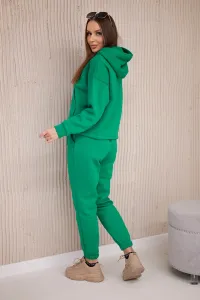 Insulated set with sweatshirt with bottom tie green