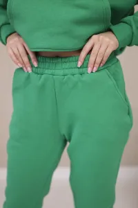Insulated set with sweatshirt with bottom tie green