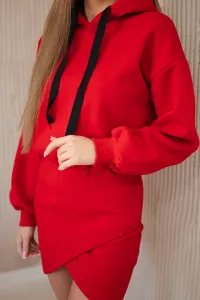 Insulated dress with a clutch at the bottom red