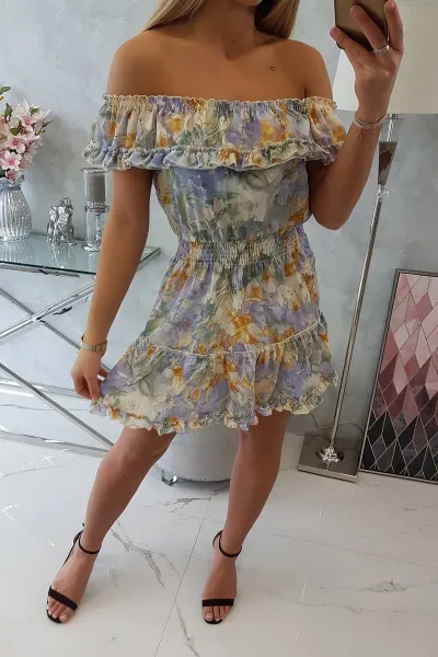 Green floral dress above the shoulder