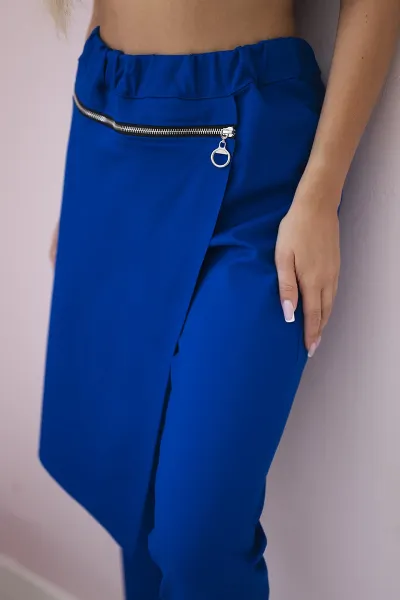 Punto Milano winter pants with decorative zip cornflower blue