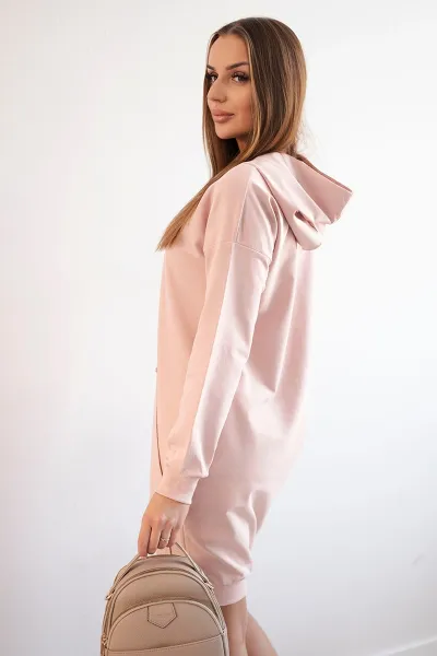 Dark powder pink dress with a hood