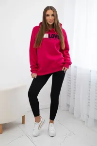 Cotton insulated hoodie in fuchsia