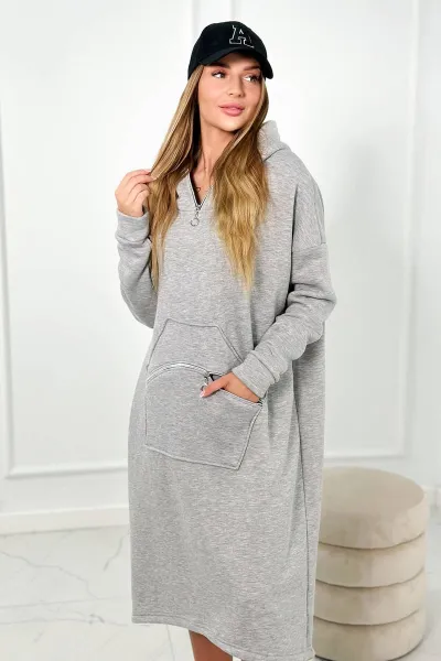 Insulated dress with a hood in gray color