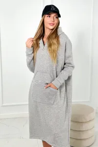 Insulated dress with a hood in gray color