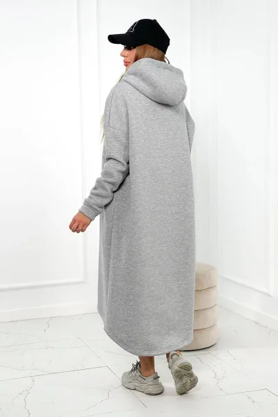 Insulated dress with a hood in gray color