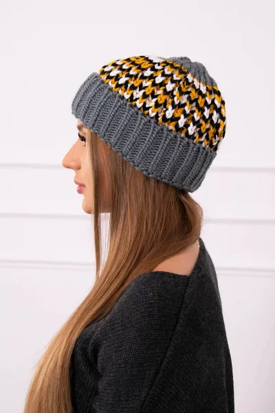 Women's cap Iris K348 dark gray+yellow