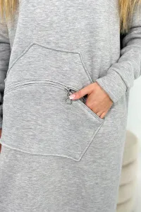 Insulated dress with a hood in gray color